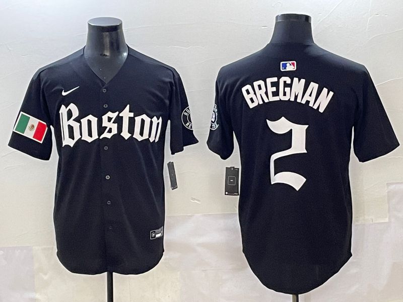 Men 2025 Boston Red Sox 2 Bregman Black Five generations Joint Name Nike MLB Jersey style 17